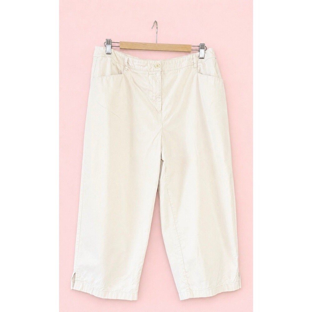 Croft & Barrow Beige Khaki Capri Pants Womens 14 Stretch Cotton Casual Classic